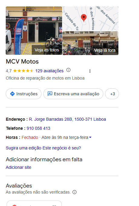 Fachada da MCV Motos na referência visual fornecida